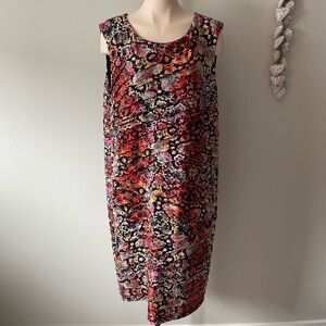 Laura Plus Floral Sleeveless Sheath Tiered Midi Dress Snakeskin Size 20